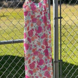 Floral Pink and Orange Maxi Dress
